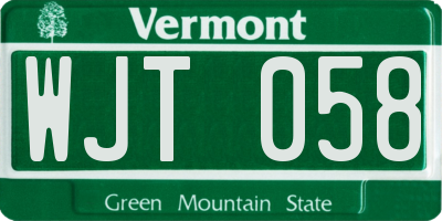 VT license plate WJT058