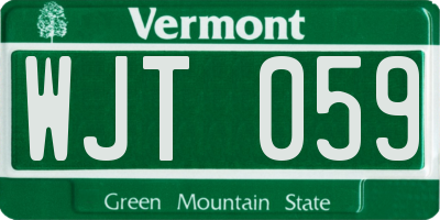 VT license plate WJT059