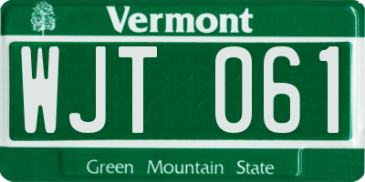 VT license plate WJT061