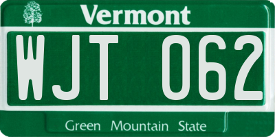 VT license plate WJT062