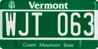 VT license plate WJT063