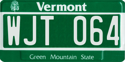 VT license plate WJT064