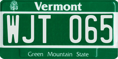 VT license plate WJT065