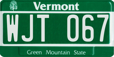 VT license plate WJT067