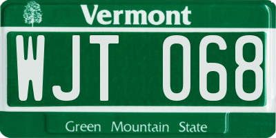 VT license plate WJT068
