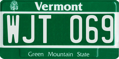 VT license plate WJT069