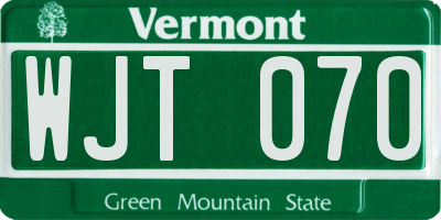 VT license plate WJT070