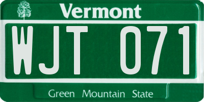 VT license plate WJT071