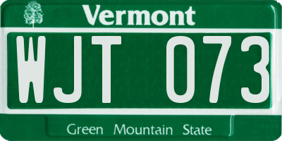 VT license plate WJT073