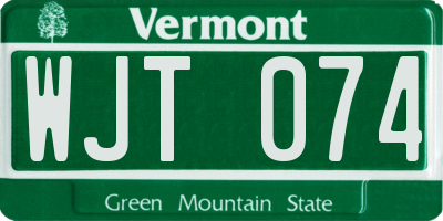 VT license plate WJT074