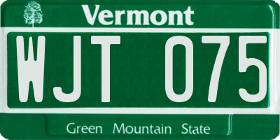 VT license plate WJT075