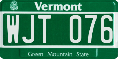 VT license plate WJT076