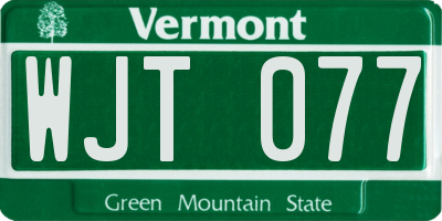 VT license plate WJT077