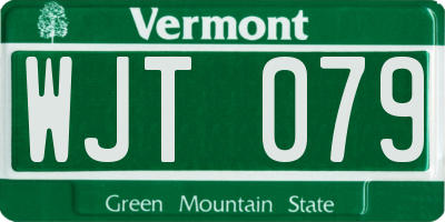 VT license plate WJT079