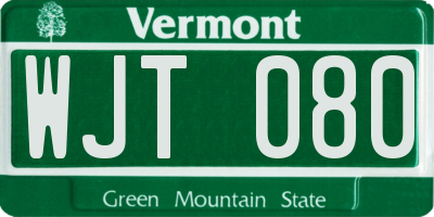 VT license plate WJT080