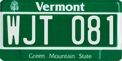 VT license plate WJT081