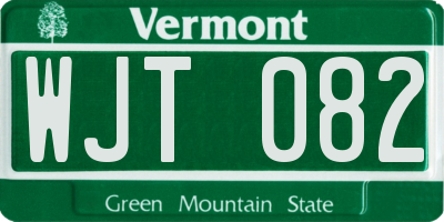 VT license plate WJT082