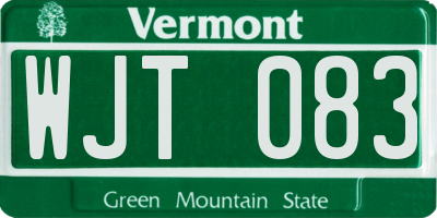 VT license plate WJT083