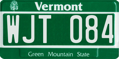 VT license plate WJT084