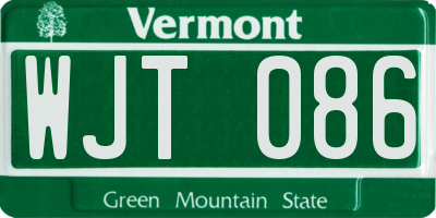 VT license plate WJT086