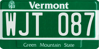 VT license plate WJT087
