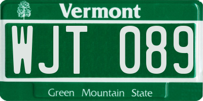 VT license plate WJT089