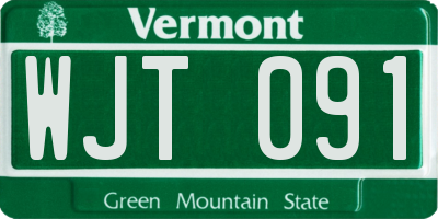 VT license plate WJT091
