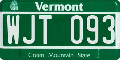 VT license plate WJT093