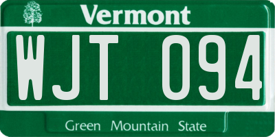 VT license plate WJT094