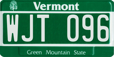 VT license plate WJT096