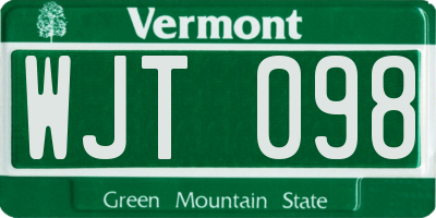 VT license plate WJT098