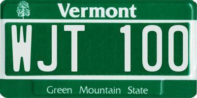 VT license plate WJT100