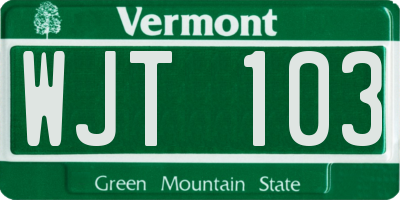 VT license plate WJT103