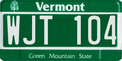 VT license plate WJT104