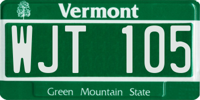 VT license plate WJT105