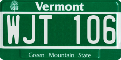 VT license plate WJT106
