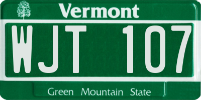 VT license plate WJT107