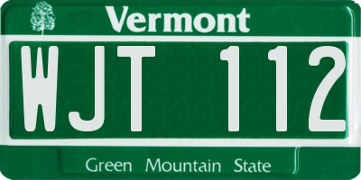 VT license plate WJT112