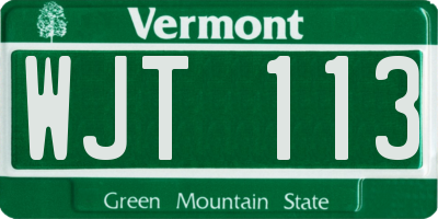 VT license plate WJT113