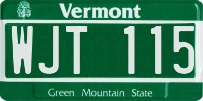 VT license plate WJT115