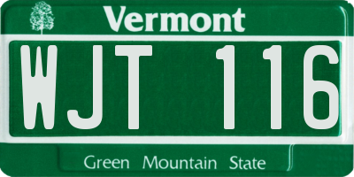 VT license plate WJT116