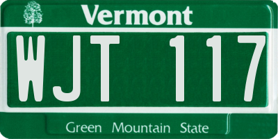 VT license plate WJT117