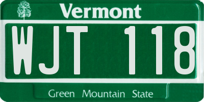 VT license plate WJT118