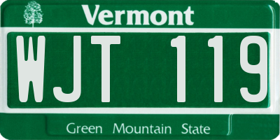 VT license plate WJT119
