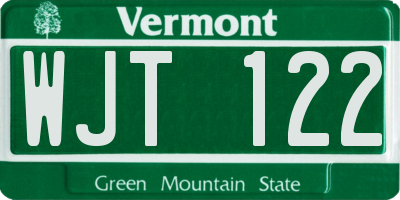 VT license plate WJT122