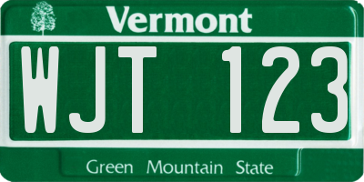 VT license plate WJT123