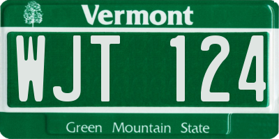 VT license plate WJT124