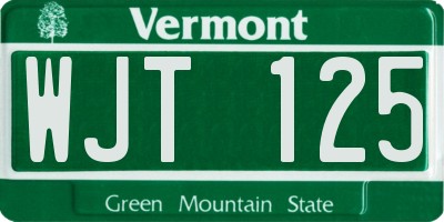 VT license plate WJT125