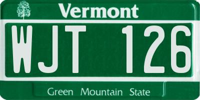VT license plate WJT126