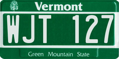VT license plate WJT127
